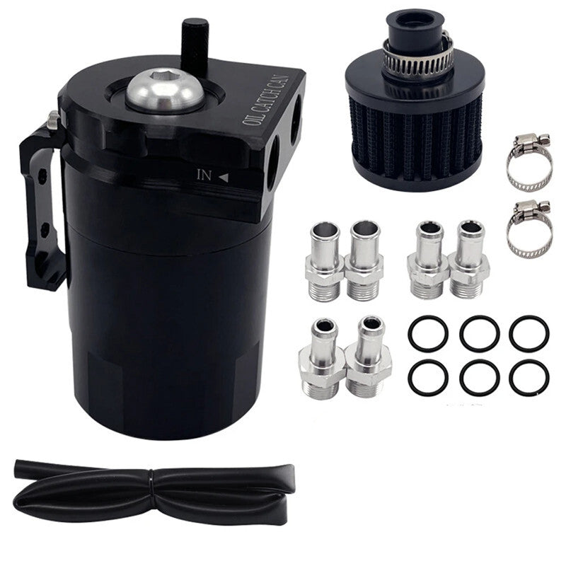 Car Aluminum Baffled Oil Catch Can Tank / Breather Filter Engine Oil Separator