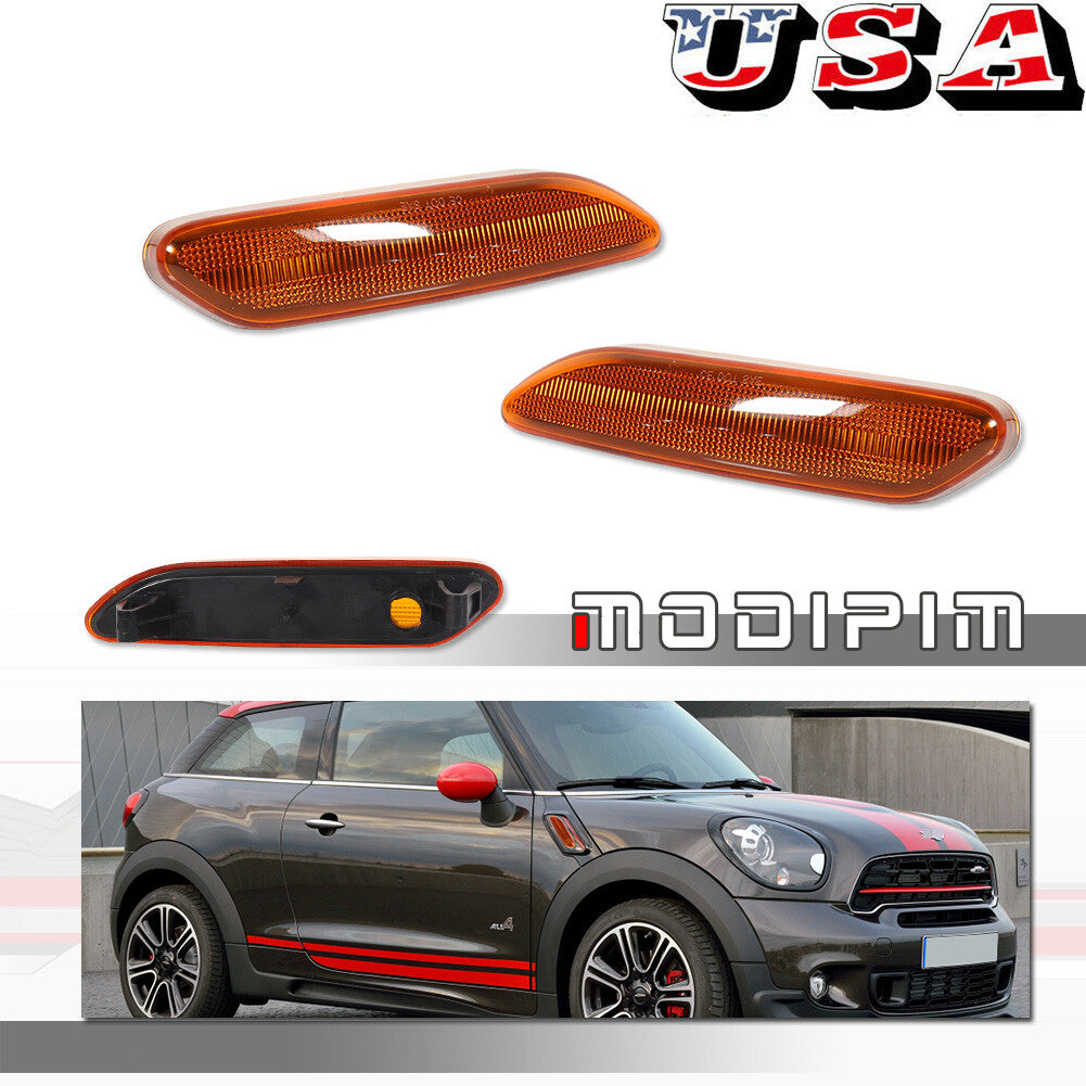 Amber Lens Side Marker Light Protective Cover Kit for Mini Cooper Countryman 12-17 R60 R61 Lens