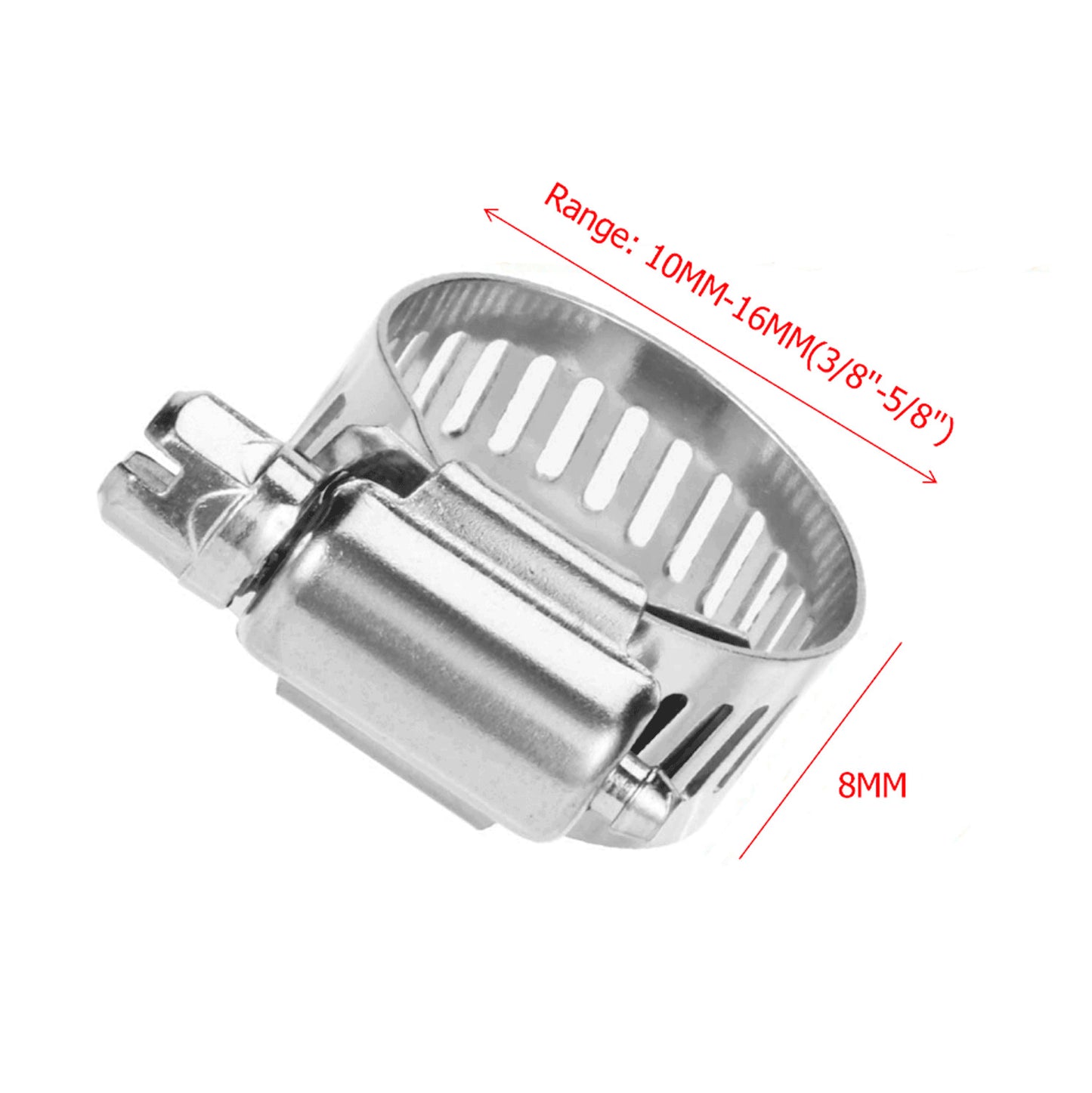 50-pack 3/8 inch - 5/8 inch Adjustable SS304 Drive Hose Clamps, Fuel Line Worm Clamps, Tube Clamps