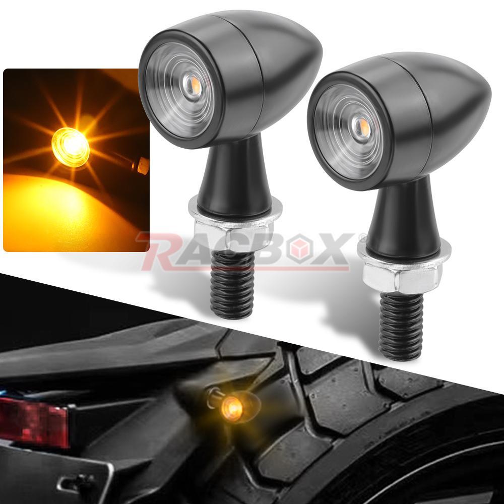 2X LED Motorcycle Turn Signals Indicator Amber Blinker Light Bullet for Mini Lamp