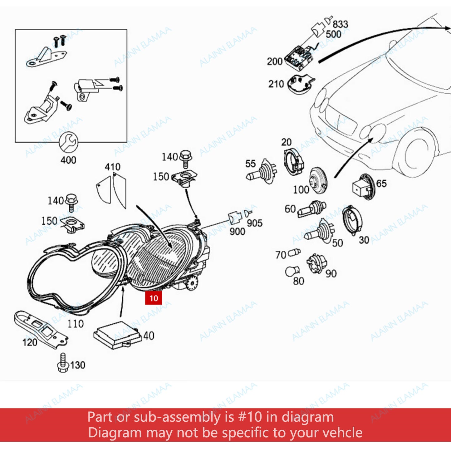 Left Front Headlight Assembly Xenon Bulb o for Mercedes for benz W209 CLK 2002-2005