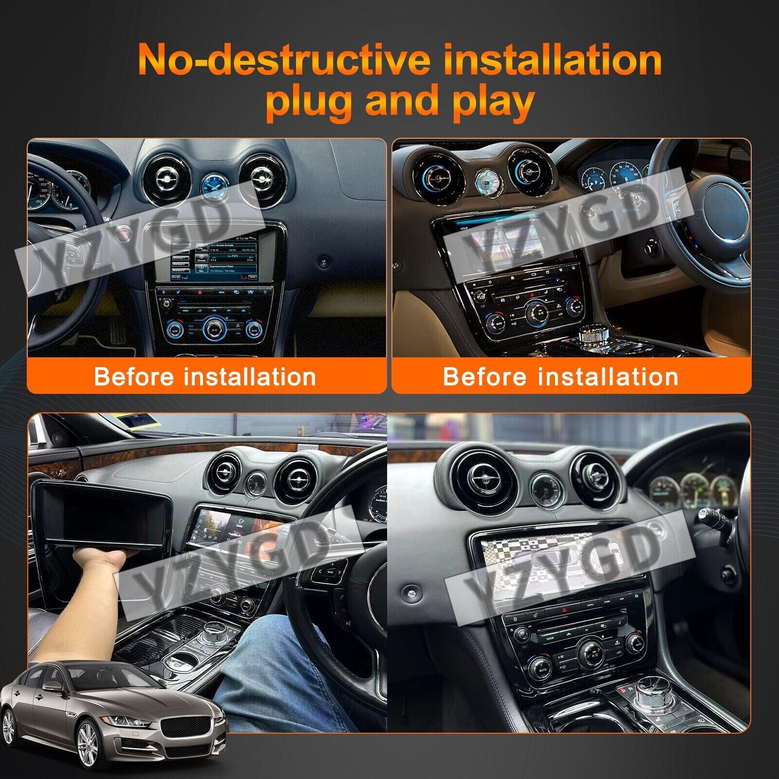 Android Car Radio Carplay Receiver for Jaguar XJ 2009-2018 GPS 2Din 64GB Screen