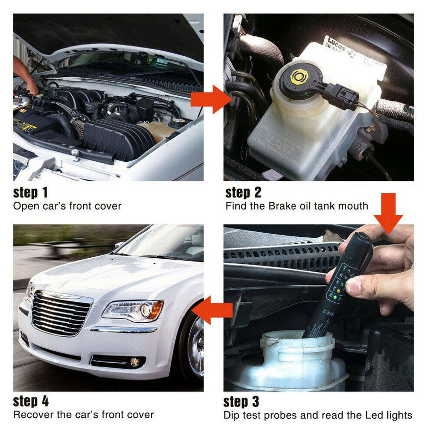 Automotive brake fluid tester diagnostic 5 LED pen for oil quality testing suitable for Skoda for Smart