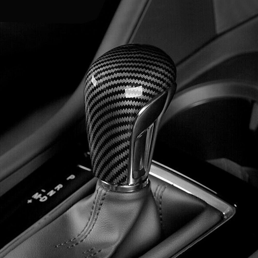 Carbon Fiber Style Console Gear Shift Knob Cover Trim for Mazda 3 Axela 2020-21