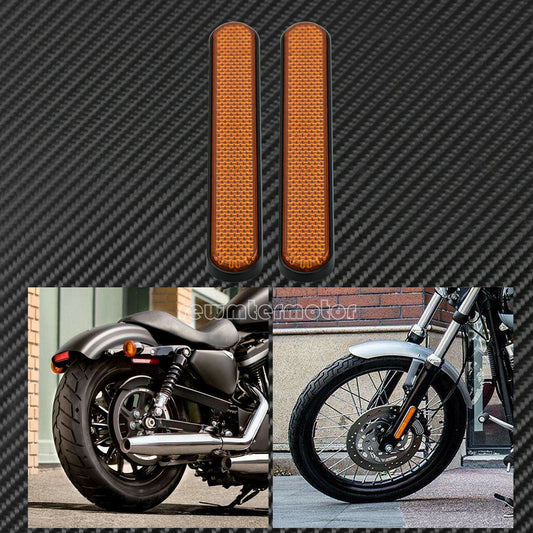 Front Rear Amber Reflector Sticker Saddlebag Latch Fork Fit for Harley Low Riders
