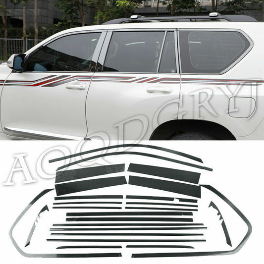 for Toyota Prado 2010-2021 Black steel Full Window Sill Molding Cover Strip 24x