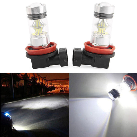 2X H8 H11 6000K 100W 3030 SMD High Power White LED Fog Driving Light Bulb