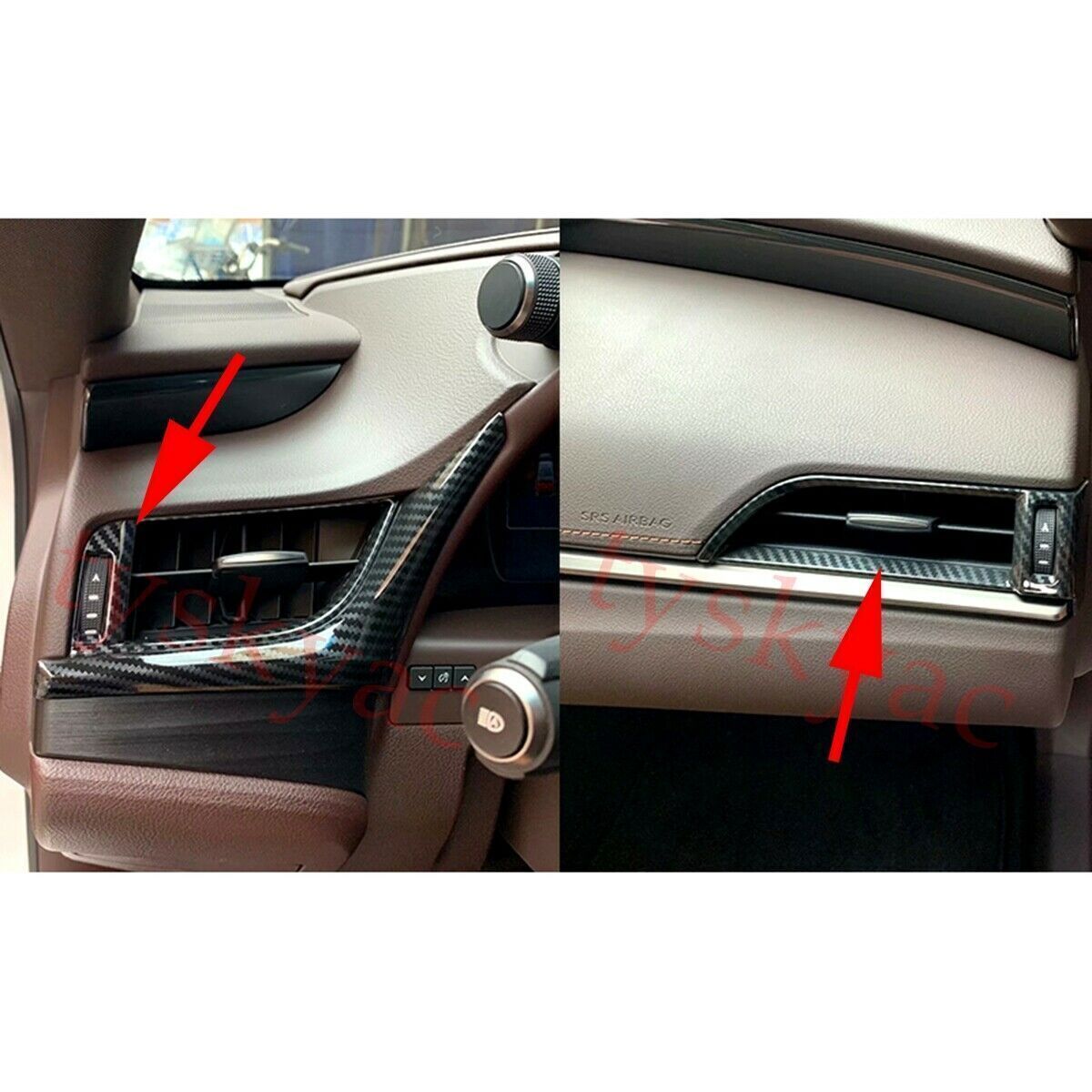 Console L&R Air Vent Outlet Carbon Fiber Cover Trim for Lexus ES350 300h 2019-21