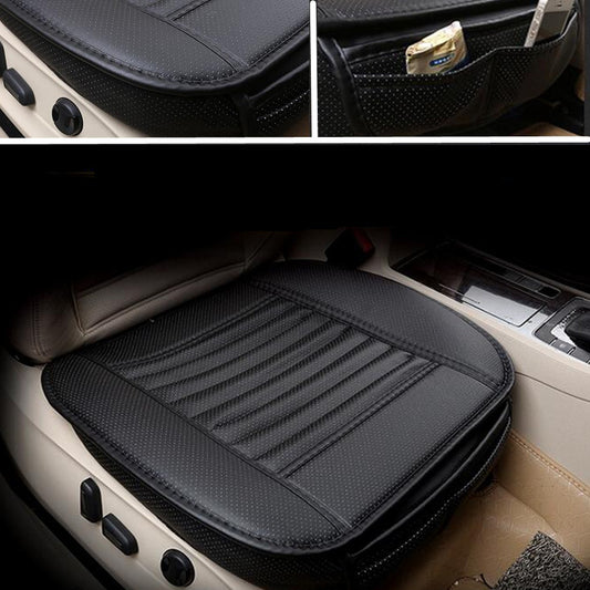 Car Auto 1x PU Leather Bamboo Charcoal Breathable for Seat Cushion Pad Cushion Black