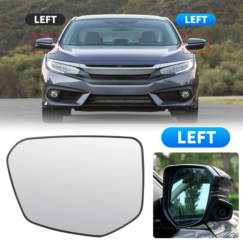 Left Driver Side Heated Mirror Glass Convex Base Plate for Honda for Civic 2016-2021