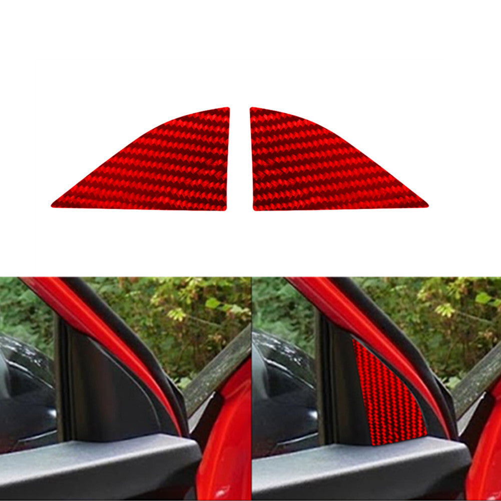 Red carbon fiber front pillar panel trim caps for the for Hyundai for Veloster JS 2019 - 2022