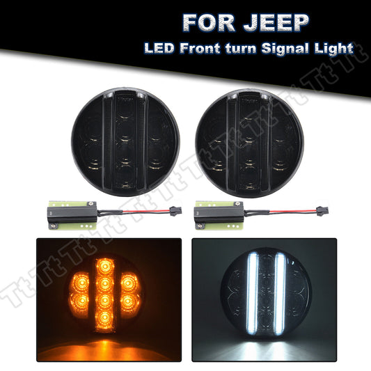 Smoked front LED turn signals and parking lights suitable for 2007-2017 for Jeep for Wrangler JK