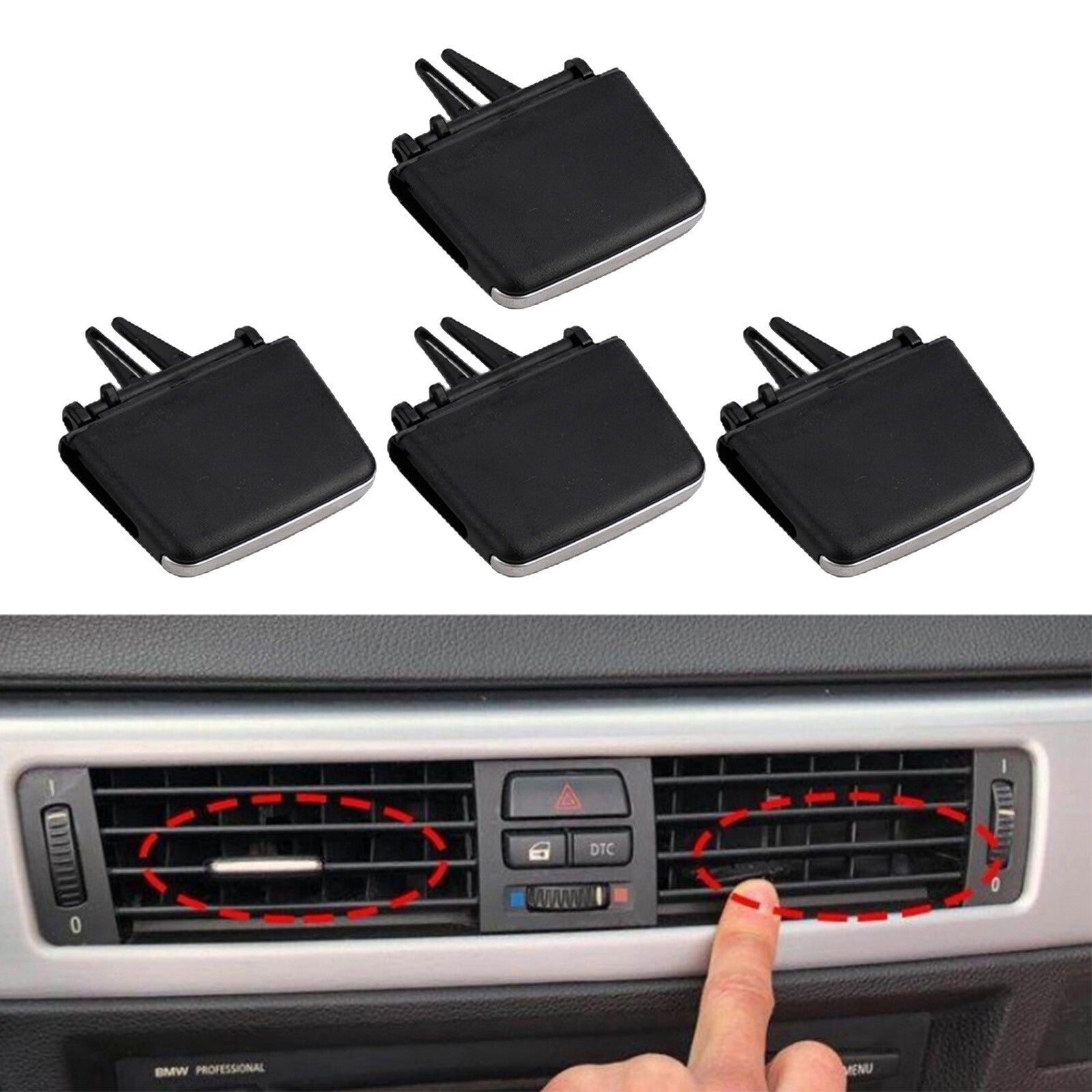 4PCS Front A/C Air Vent Outlet Tab Clips Repair Kit for BMW 3 Series E90 E91 E92