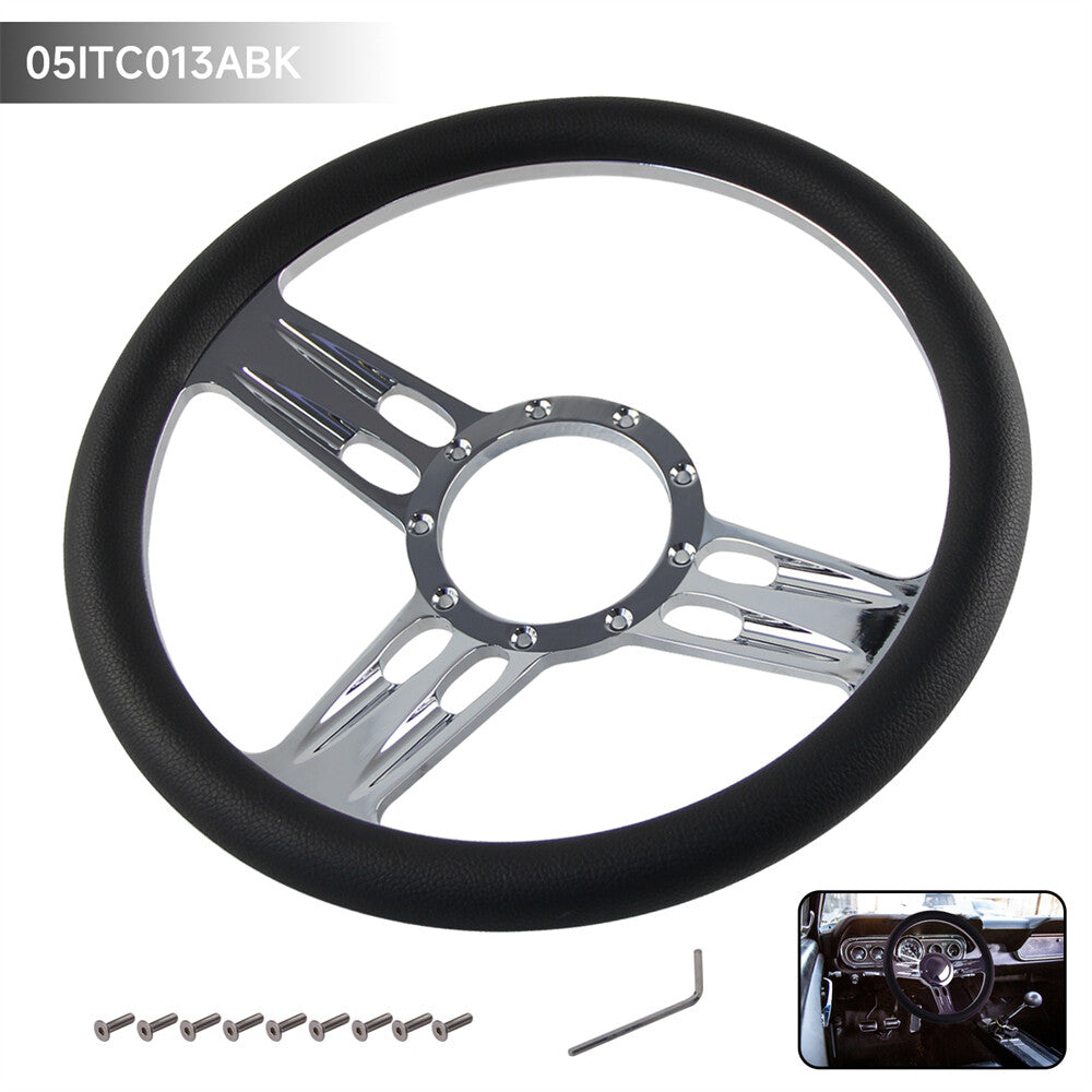 14 9 Hole Chrome Aluminum Half Wrap PVC Steering Wheel for Chevy for GMC IDIDIT