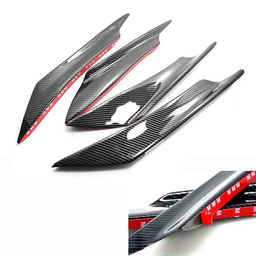 4pcs Carbon Fbiber Car Front Bumper Fins Body Spoiler Canards Refit Lip Splitter