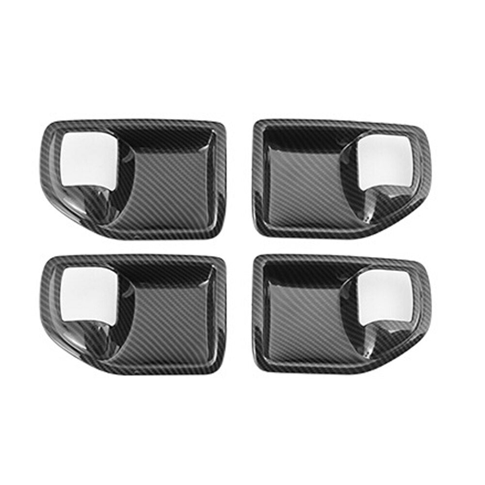 for Jeep for Wrangler JK 2011-17 4PCS Interior Handle Bowl Cover Trim Carbon Fiber