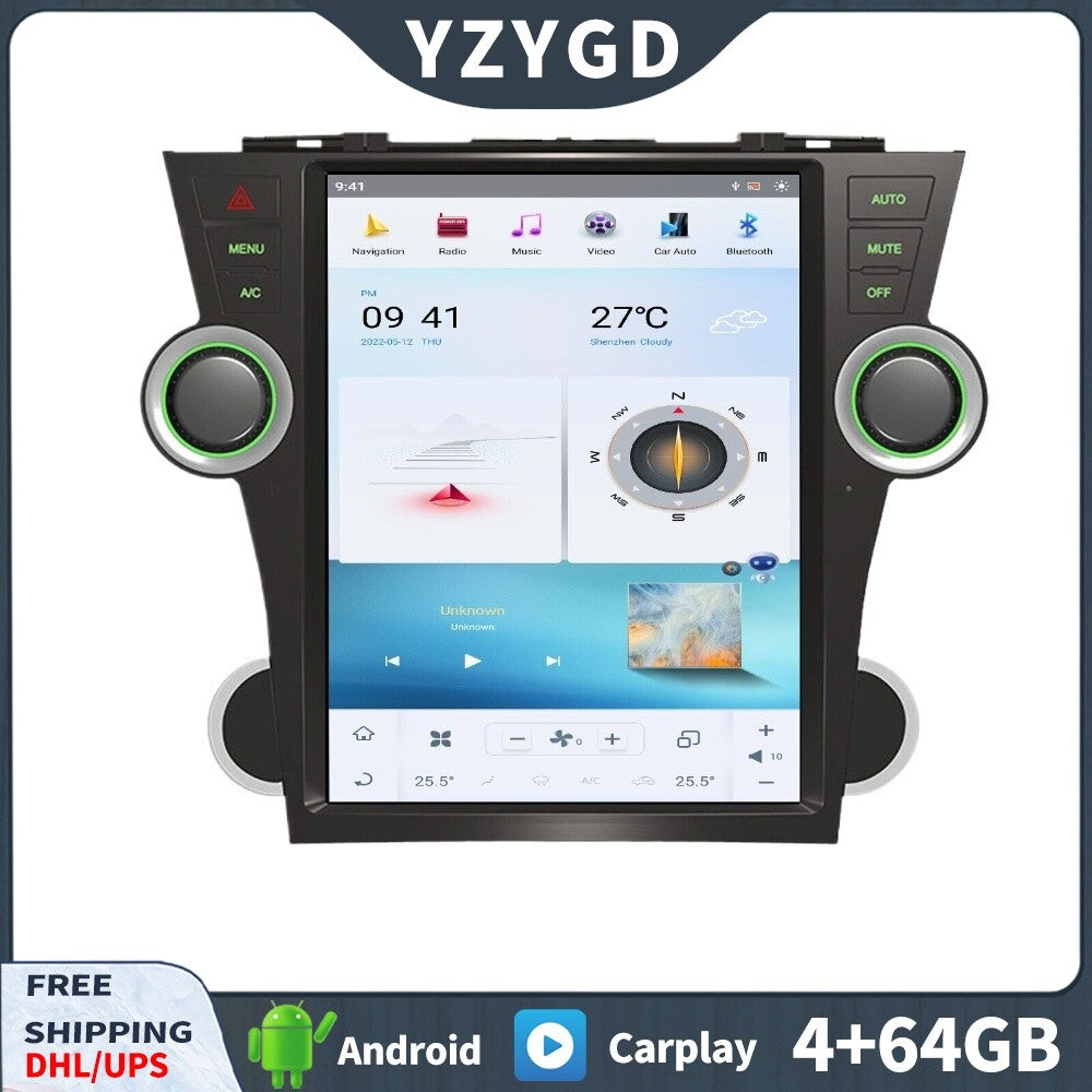 for Toyota Highlander 2009-2013 Stereo Android CarPlay Car Radio Receiver Screen
