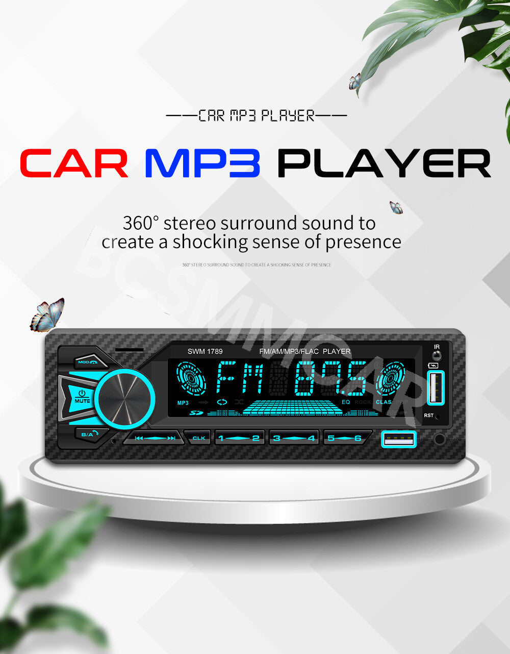 Bluetooth Car Stereo Audio In-Dash FM Aux Input Receiver TF USB MP3 Radio Player