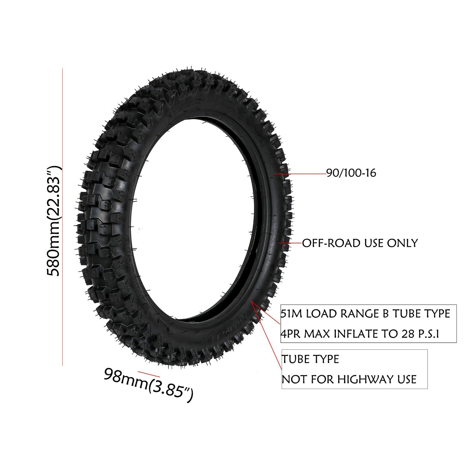 19-inch + 16-inch 70/100-19 90/100-16 tire tubing for Pit bikes, for Yamaha TTR125, KX100, CRF100