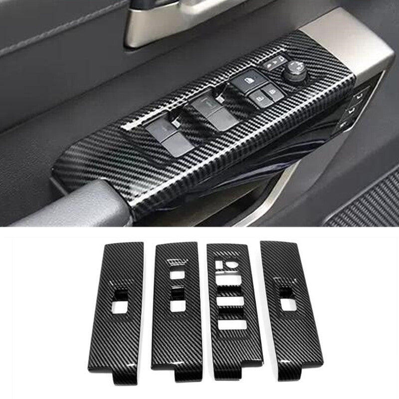 Carbon Fiber Window Switch Panel Cover Trim Fit for Toyota Tundra 2022-2024