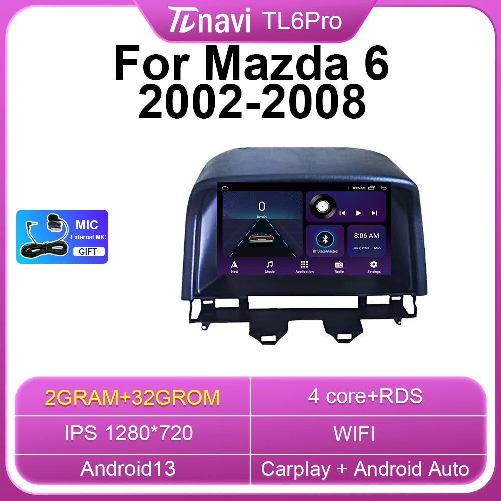 for Mazda 6 2002-2008 Android CarPlay Car Radio 4G GPS Multimedia Player Screen