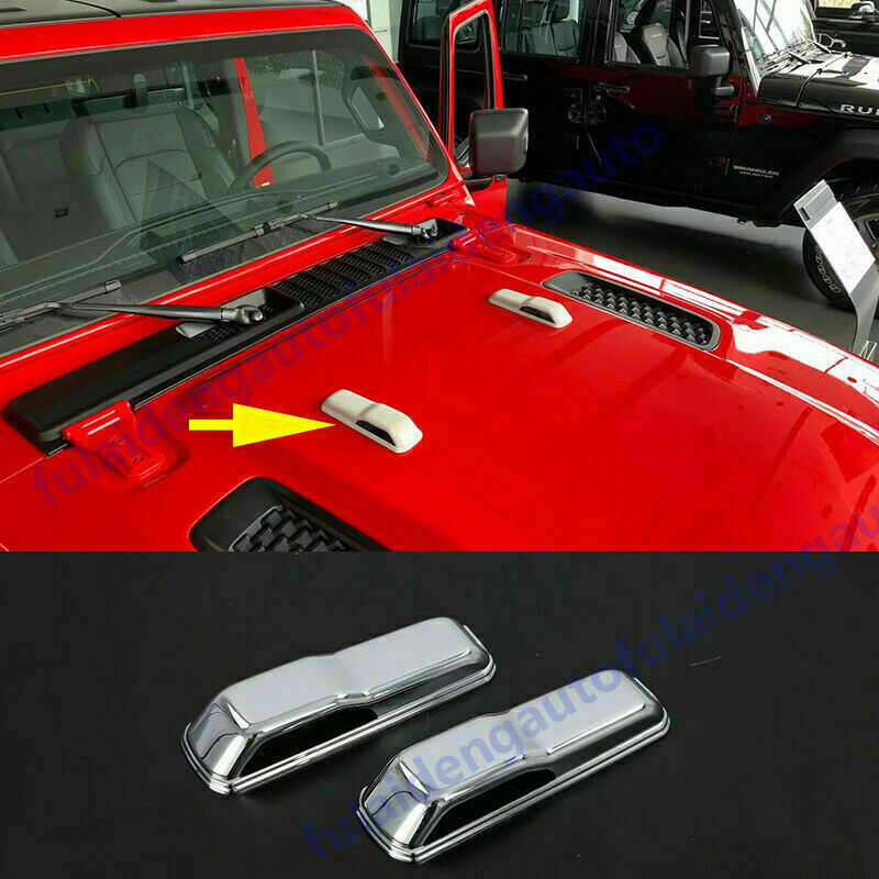 Chrome Car Engine Hood Handle Molding Cover Trim for Jeep for Wrangler JL 2018-2022