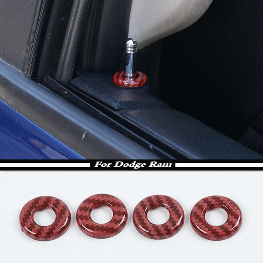 Suitable for 2011-2024 for Dodge for RAM 1500 Red Carbon Fiber Door Lock Ring Decorative Cover 4P