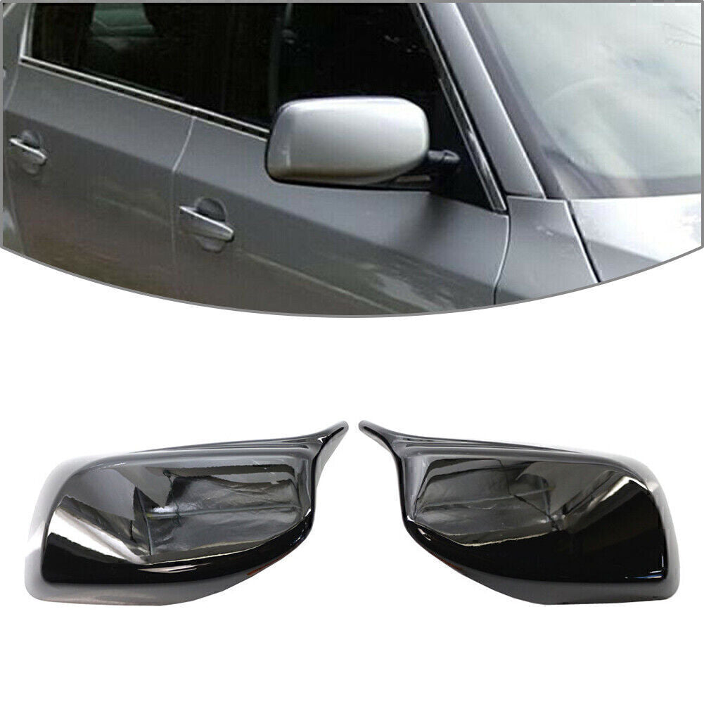 Pair Rear View Mirror Rearview Mirrors Cover Trim Black for BMW E60 E61 2004-07