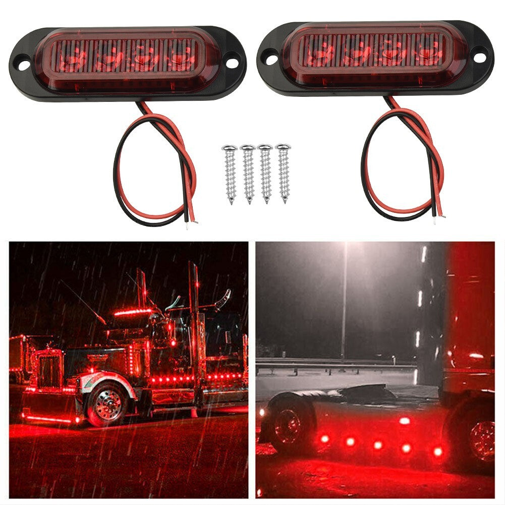 2-Pack Marker Lights 12/24V LED Truck Trailer Oval Gap Side Lights Amber/Red