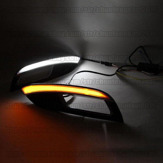 for Kia K3 Forte 2013-15 2pcs DRL Daytime Running Fog Light W/ Turn Signal Lamp