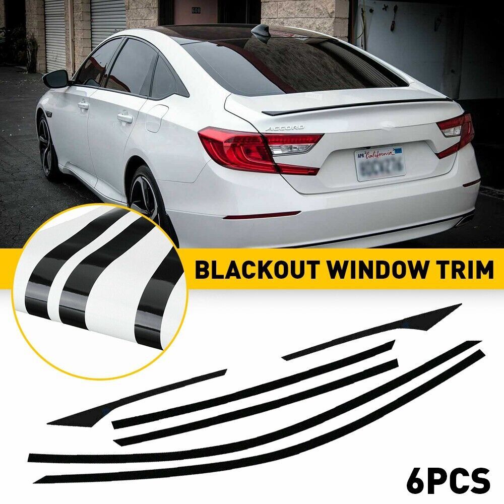 6pc Glossy Black For 2018-2022 for Honda Accord Chrome Delete Blackout Window Trim