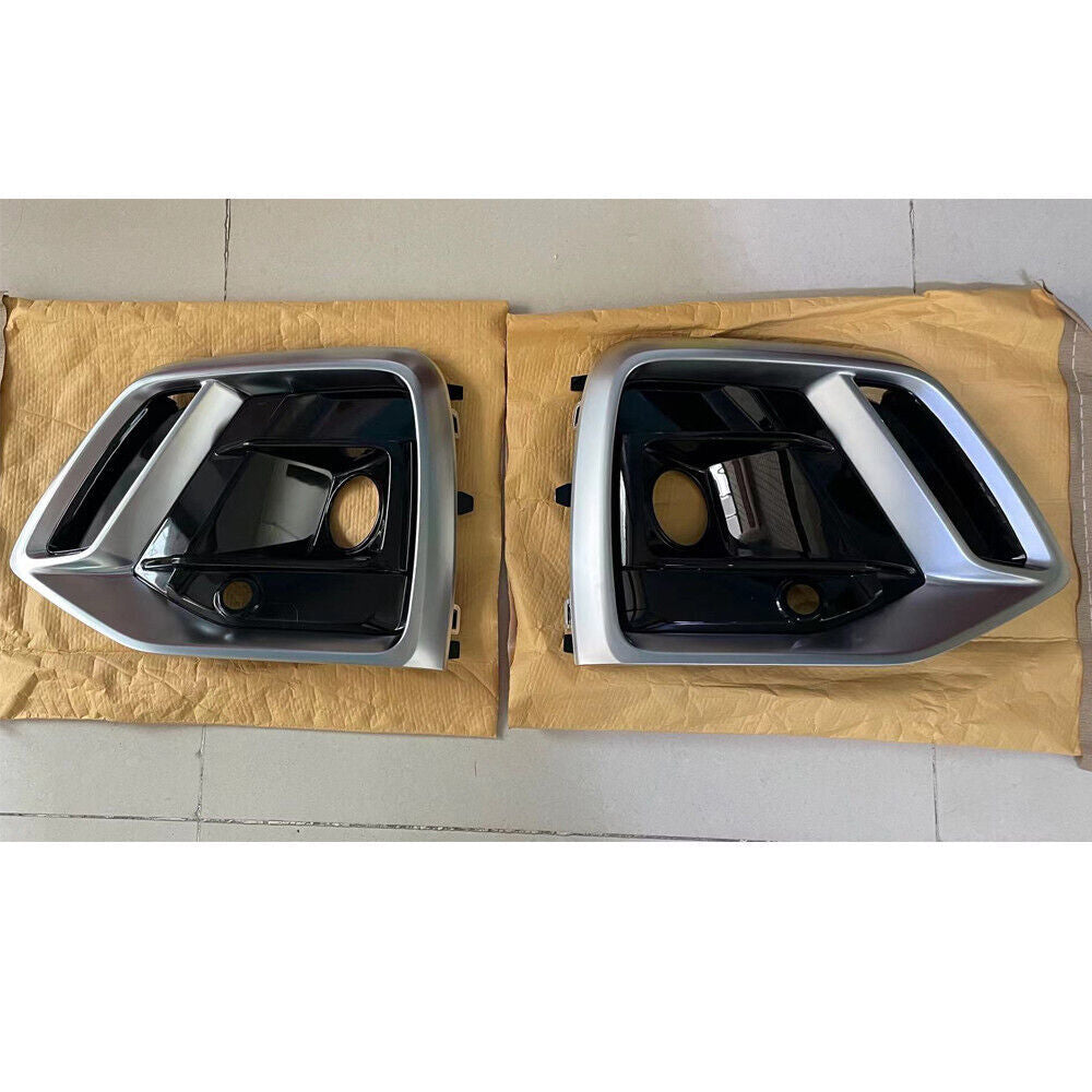 for Audi Q5 2021 2022 2023 Silver Fog Light Cover Mesh Grille Chrome Frame 2pcs