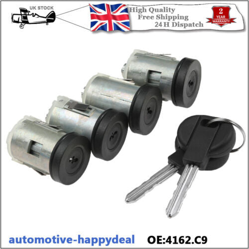 Door Lock Barrel Set of 4  2x Keys for Citroen Dispatch Expert Scudo 1996-2006
