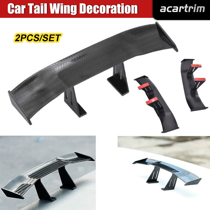 2 Pcs for Mini Spoiler Auto Car Tail Decoration Spoiler Wing Carbon Fiber Print Look