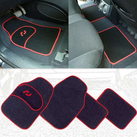 4x Car Floor Black/Red Mats Carpet Custom Heavy Duty Heel Prevent Wear Foot Pad