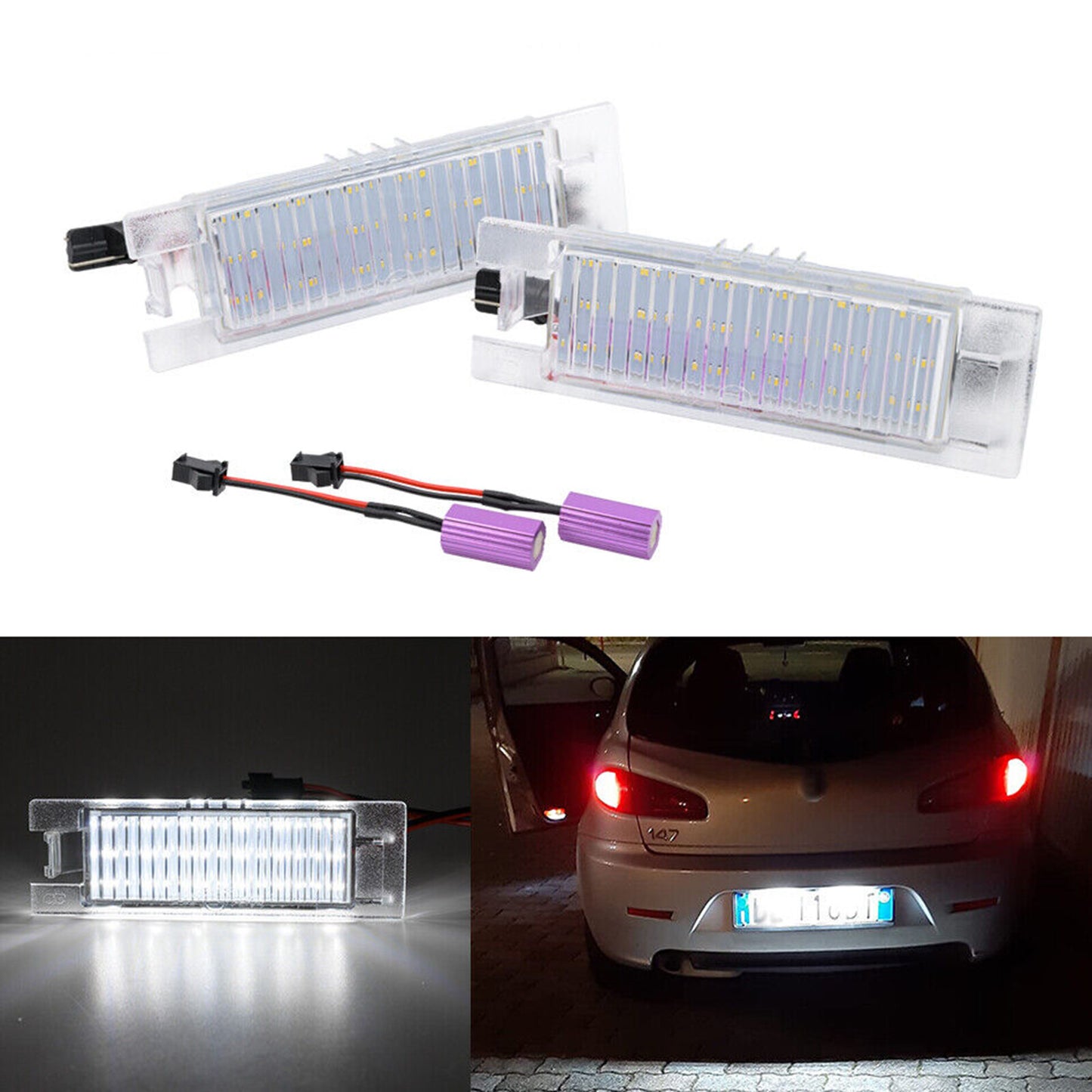White LED License Number Plate Light for Alfa Romeo 147 156 159 166 Brera Spider