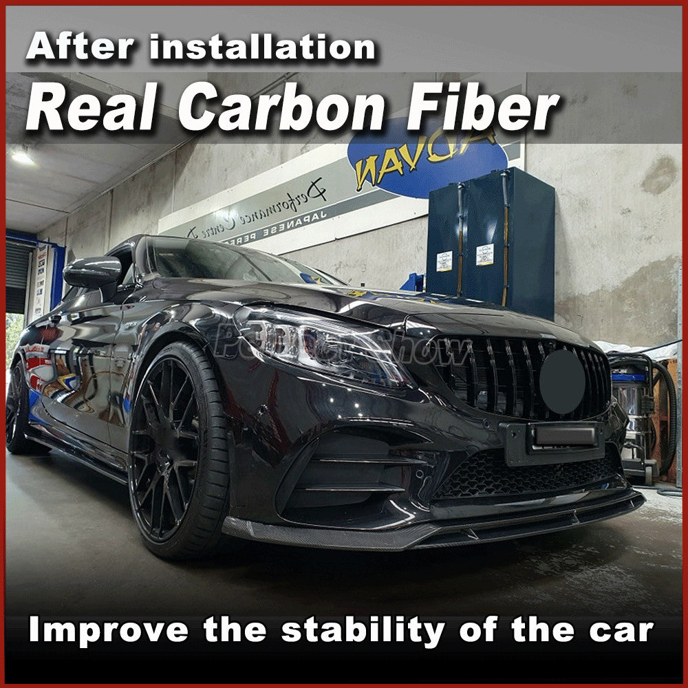 for Benz W205 C205 C43 2019UP Carbon Fiber Front Bumper Lip Spoiler Splitter
