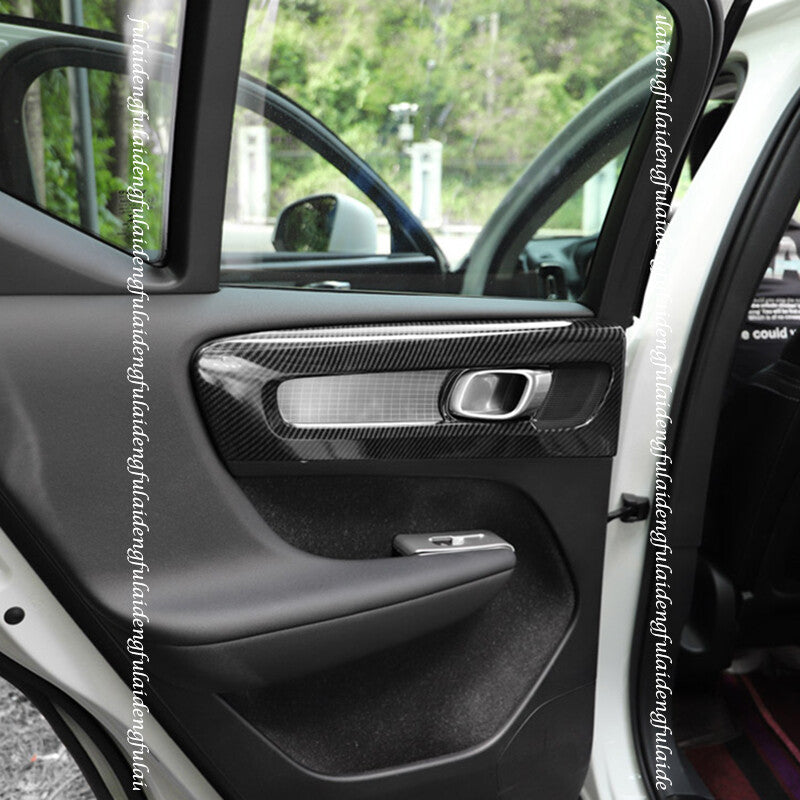 for Volvo XC40 2018-2024 Carbon fiber Interior Door Handle Bowl Panel Cover Trim