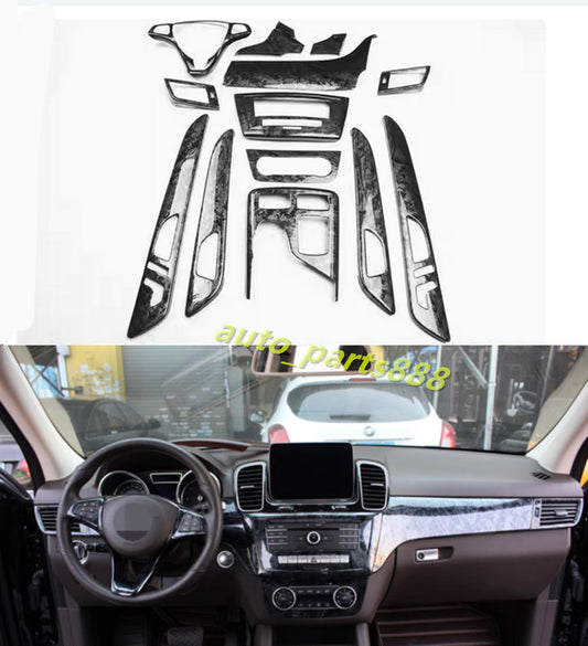 Black Wood Grain Full Interior Kit Cover Trim for Benz GLE W166 GLS X166 2016-19