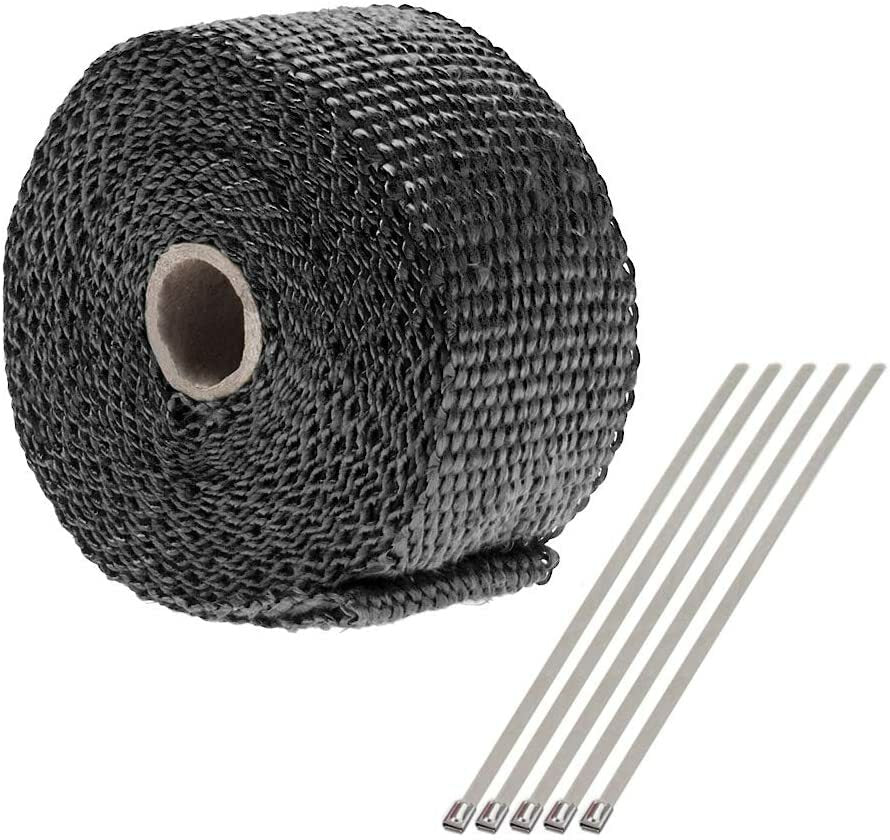 2-inch x 50-foot black connector manifold exhaust heat-wrapped hose tape + stainless steel tie