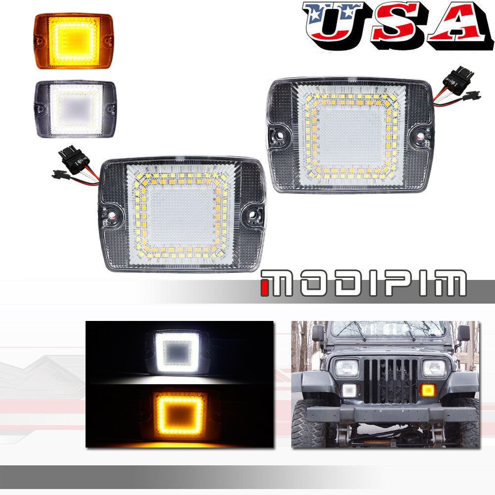 2-Pack Turn Signal LED Light Replacement Kit for Jeep for Wrangler YJ 1987-1995 with Clear Lens