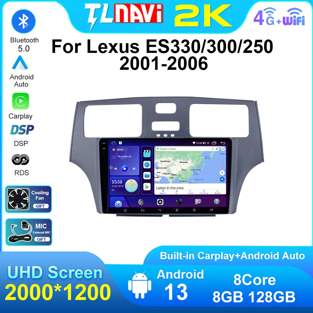 for Lexus ES300 XV30 ES250 2001-2006 CarPlay Car Radio Stereo GPS Player Screen