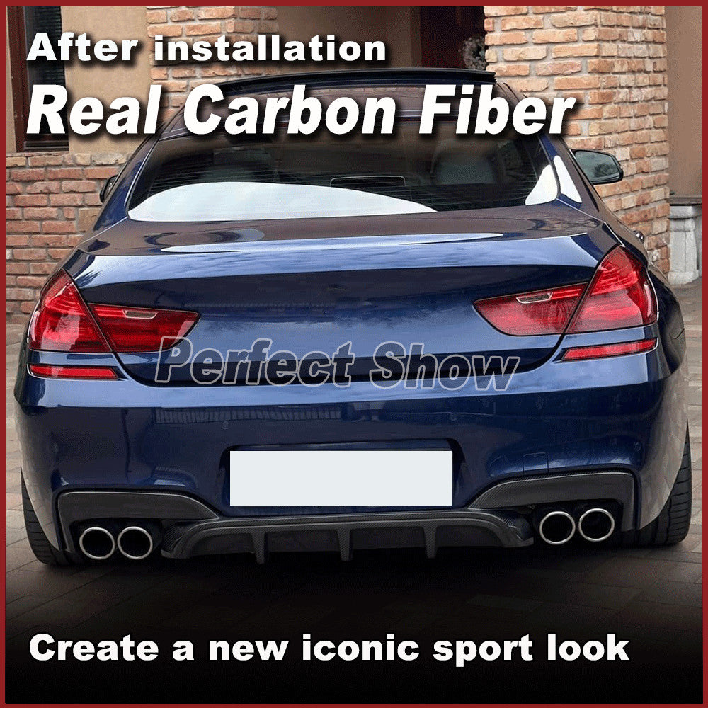 for BMW F06 F12 F13 M6 M Sport Bumper 2012-16 REAL Carbon Rear Diffuser Spoiler