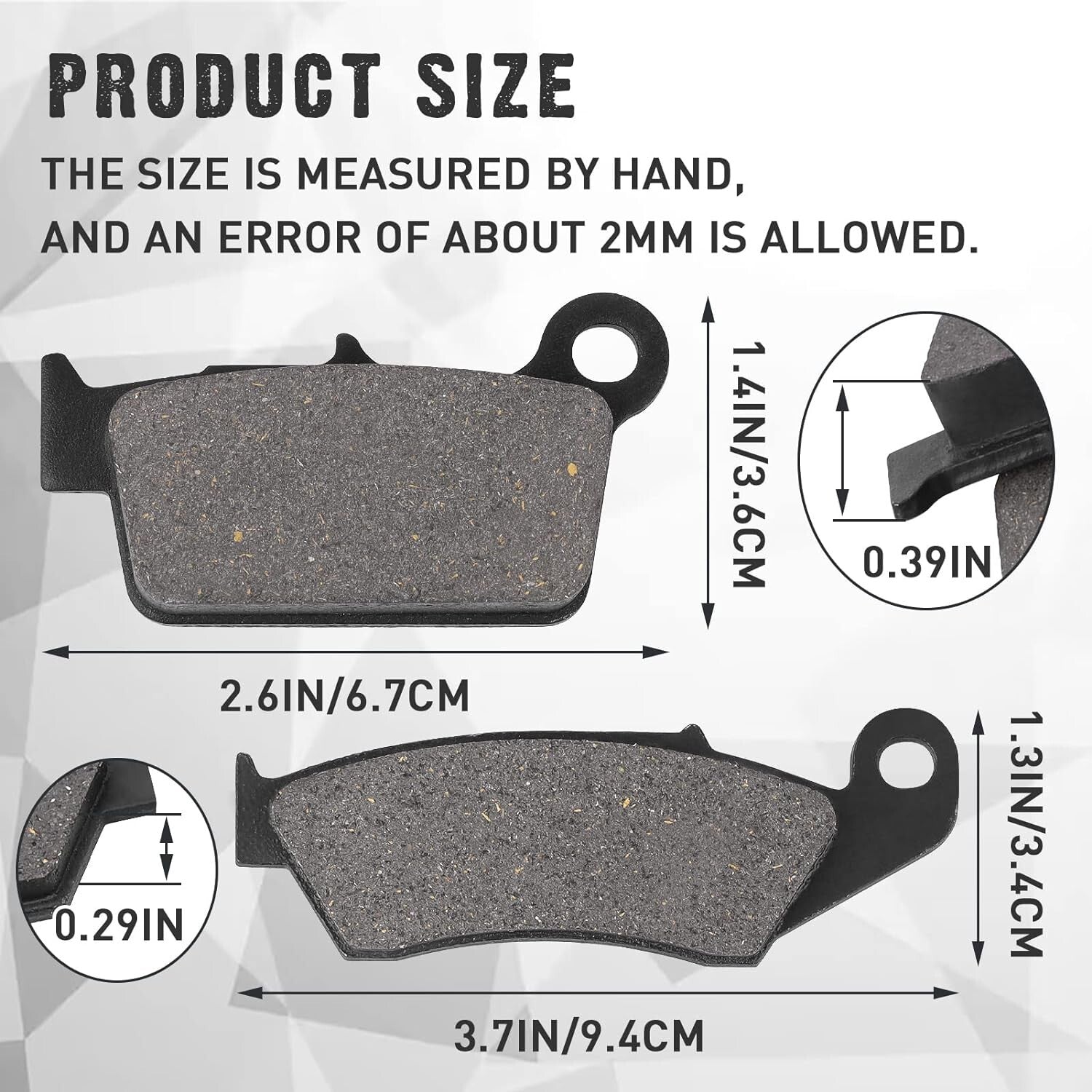 Brake pads for Kawasaki KX250 KX250F KX450F KLX450R, for Suzuki RM-Z 250/450 RMX450