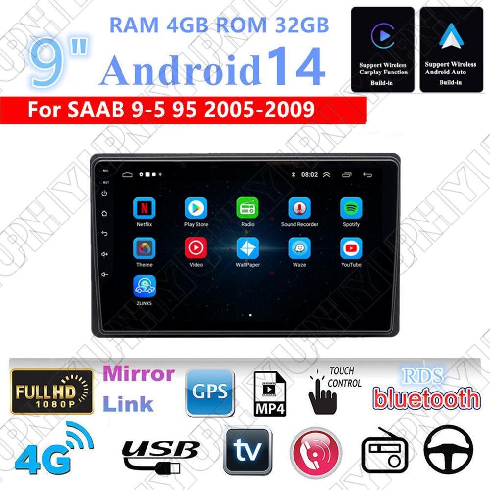 9 For 2005-09 for Saab 9-5 95 Carplay 4+32GB Stereo Radio GPS Nav Head Unit Wifi FM