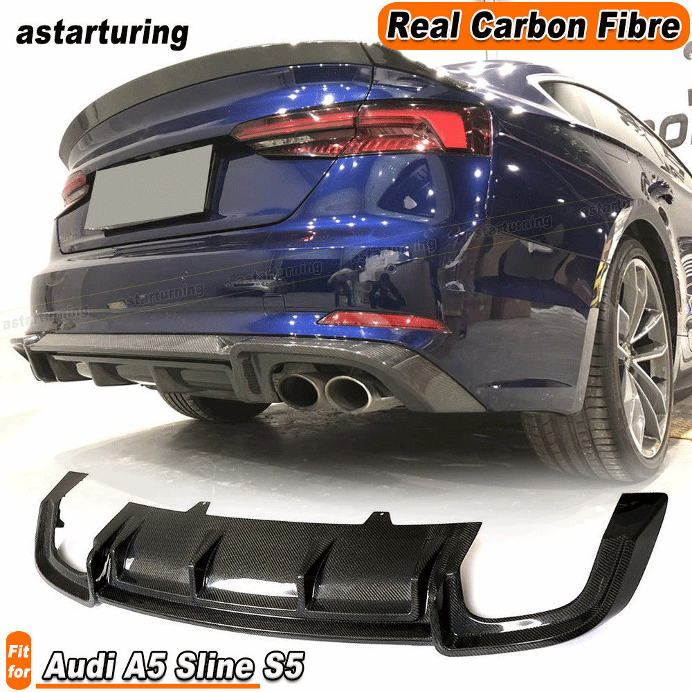 Fit for Audi A5 Sline S5 2017-2019 REAL Carbon Rear Bumper Diffuser Spoiler Lip