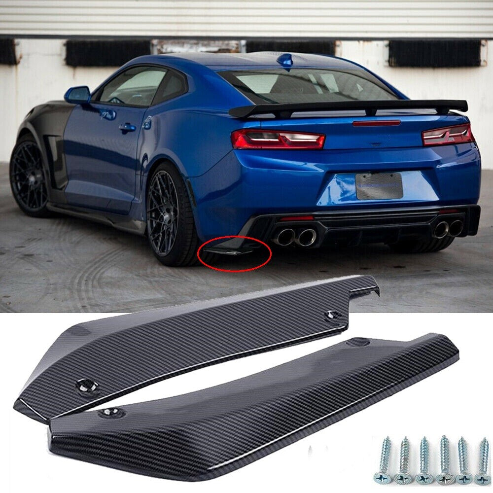 2 for Chevy Camaro SS RS Carbon Fiber Style Rear Bumper Diffuser Splitter Canard