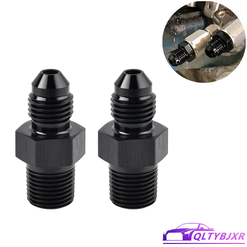 2Pcs 1/8 NPT to 3AN Adapter Pipe Thread to 3AN Male Flare Fitting Black
