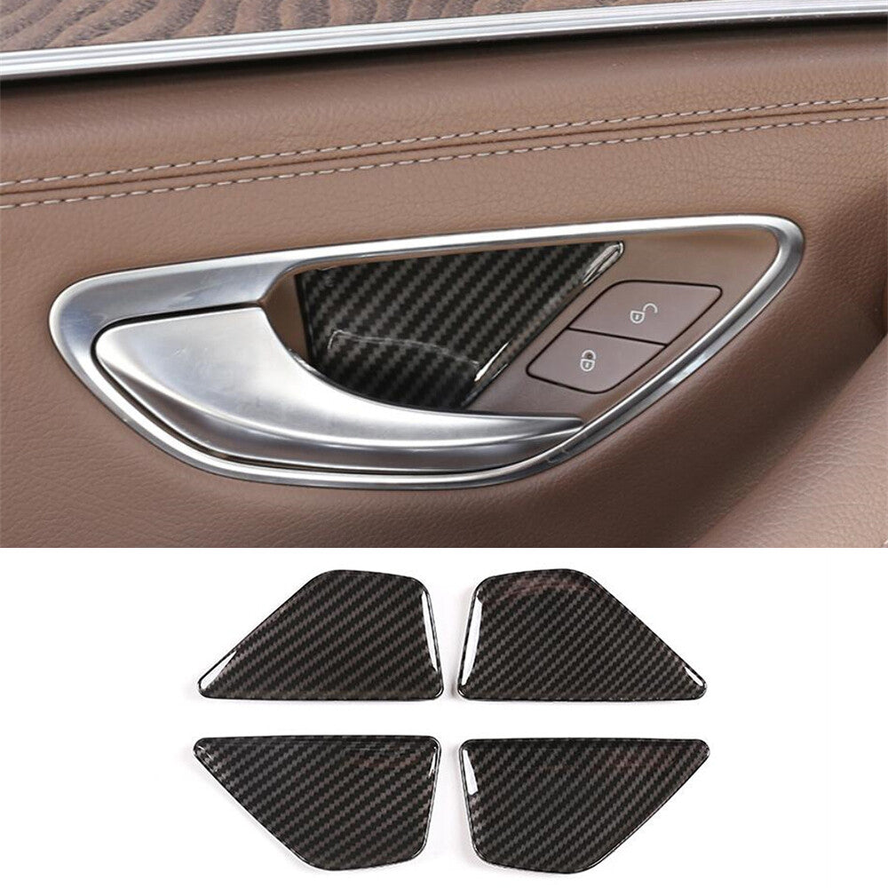 Carbon ABS Inner Door Handle Bowl Cover for Benz C E GLC Class W205 W213 2016-22