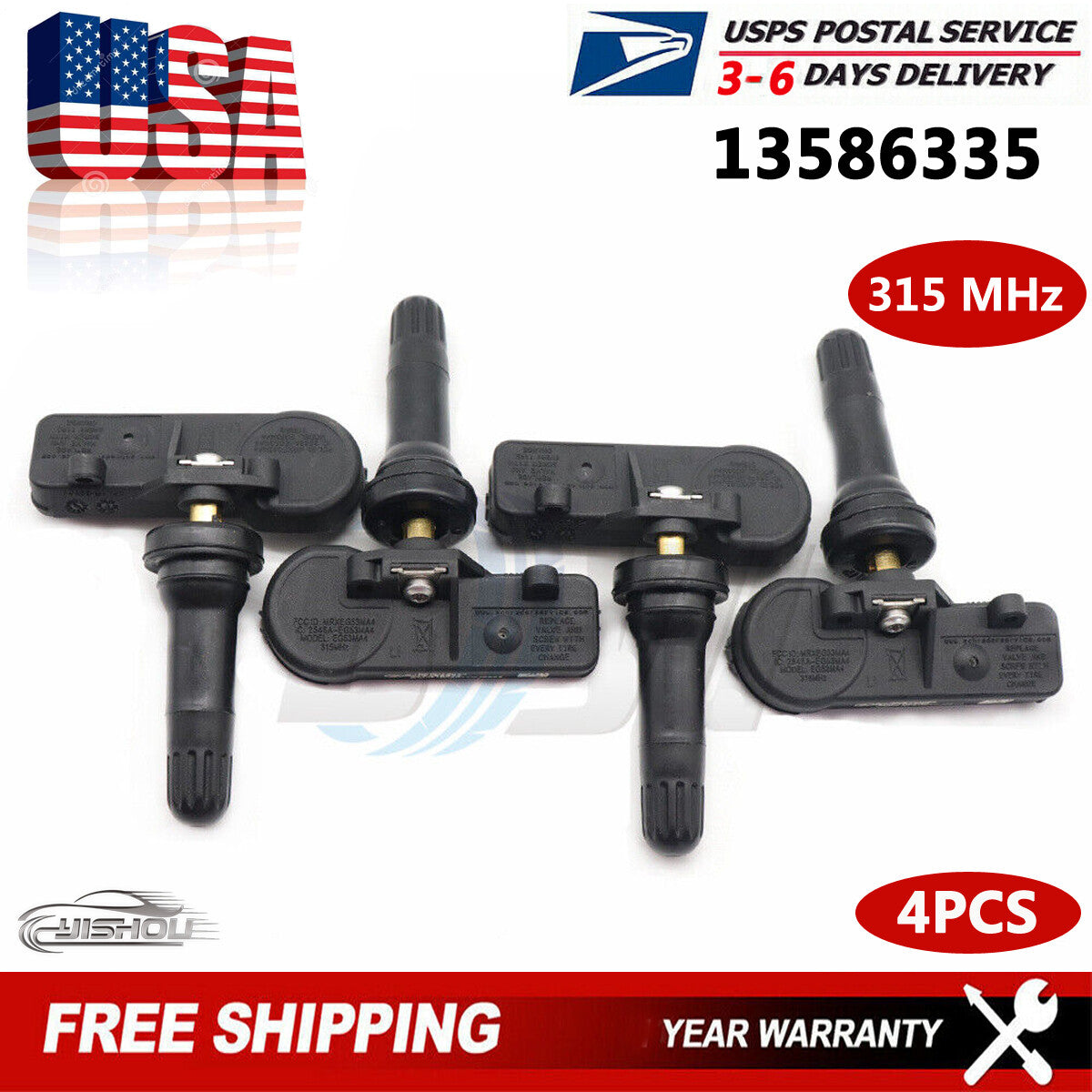 New (4) TPMS Tire Pressure Monitoring Sensors for Chevy for GMC 13586335 13598771 US
